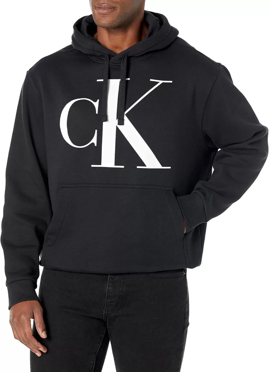 Calvin Klein Monogram Logo Hoodie — Black — Calvin Klein Logo Hoodie Cotton