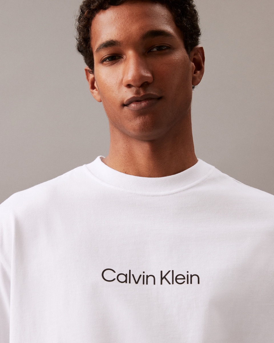Calvin Klein Heritage Logo Crewneck Tee — White — Calvin Klein Heritage Crewneck Tee Cotton