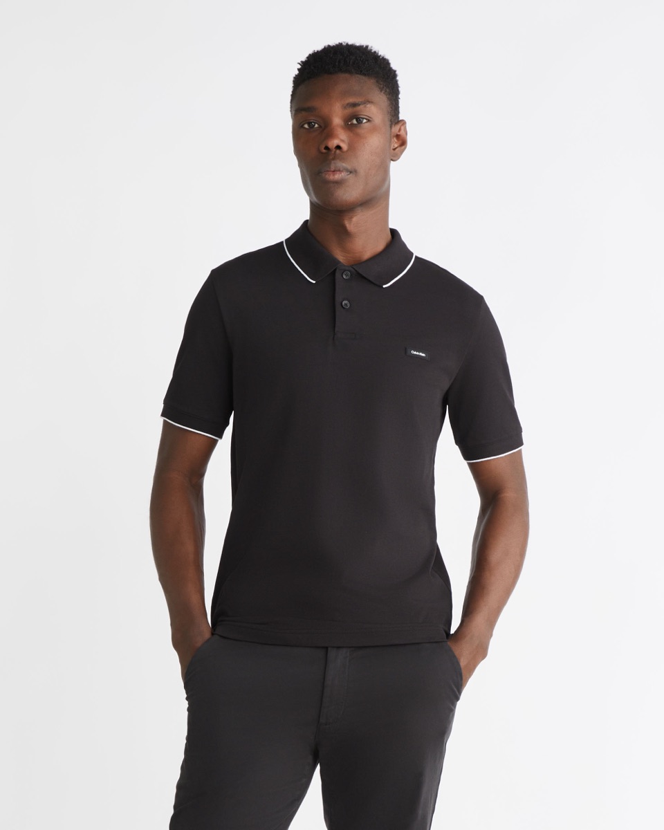 Calvin Klein Slim Fit Pique Polo — Black — Calvin Klein Pique Polo Cotton