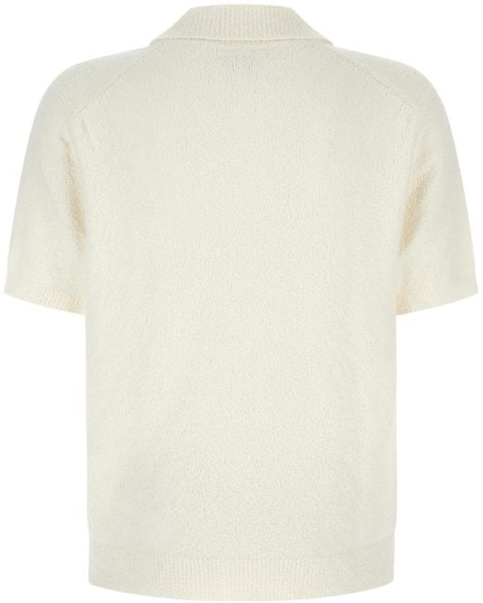 Lacoste Boucle Knitted Polo — White — Lacoste Boucle Knit Polo Cotton Boucle