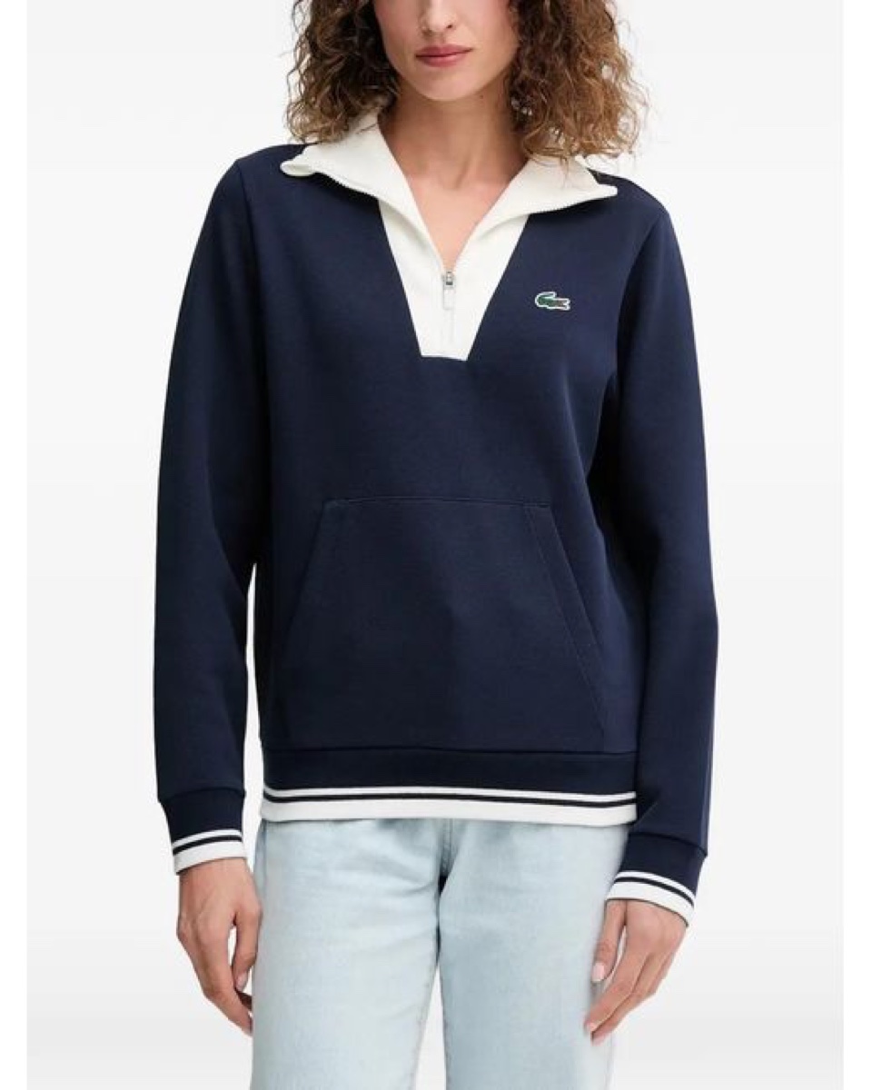 Lacoste Heritage Tennis Quarter-Zip — Blue — Lacoste Quarter-Zip Cotton