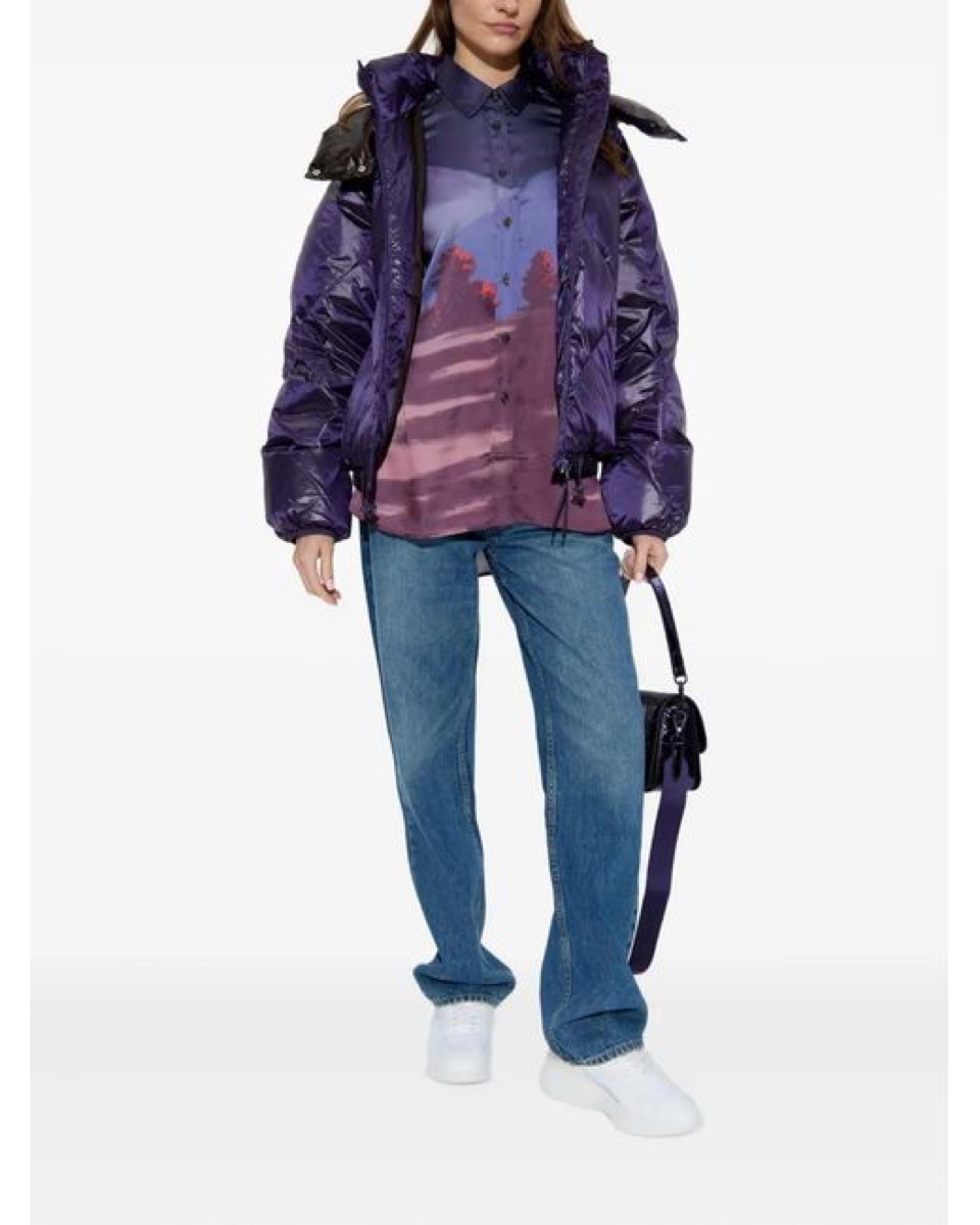 Lacoste Hooded Puffer Jacket — Plum — Lacoste Puffer Jacket Polyester