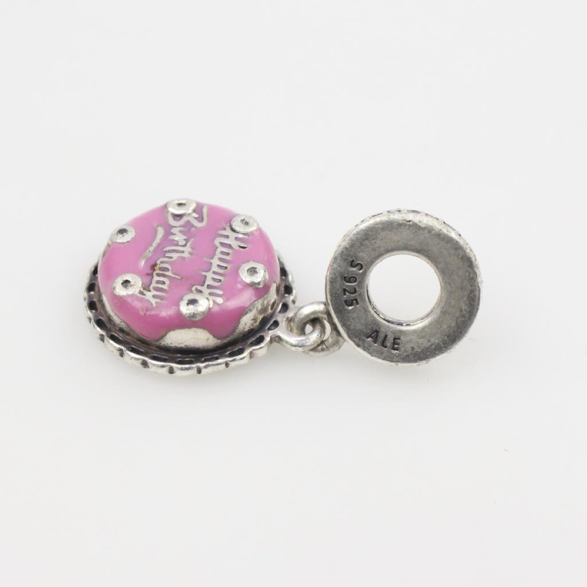 Pandora Pink Birthday Cake Dangle Charm — Pandora Moments Charm Sterling Silver with Enamel