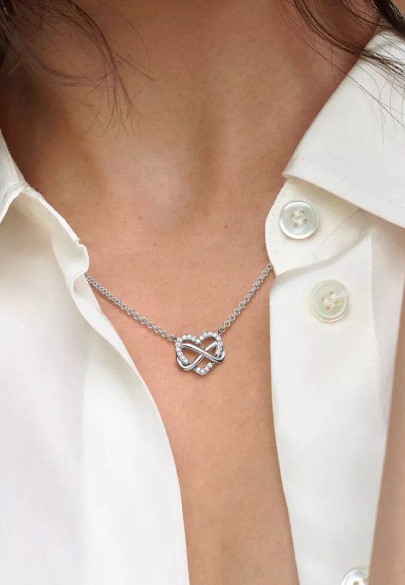 Pandora Sparkling Infinity Heart Collier Necklace — Pandora Necklace Sterling Silver with Cubic Zirconia