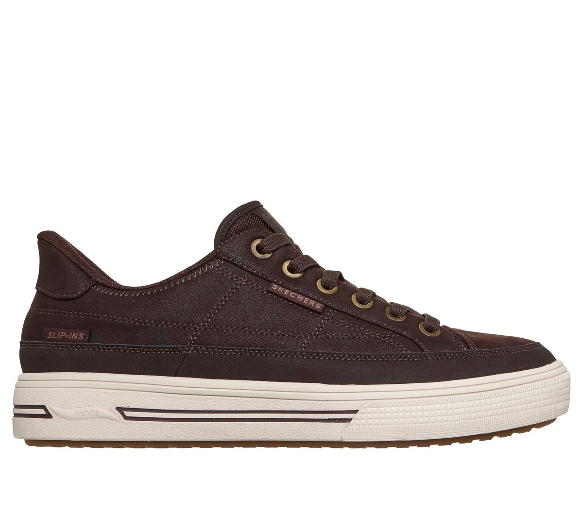 Skechers Slip-ins: Arch Fit Arcade — Chocolate — Skechers Arch Fit Mesh