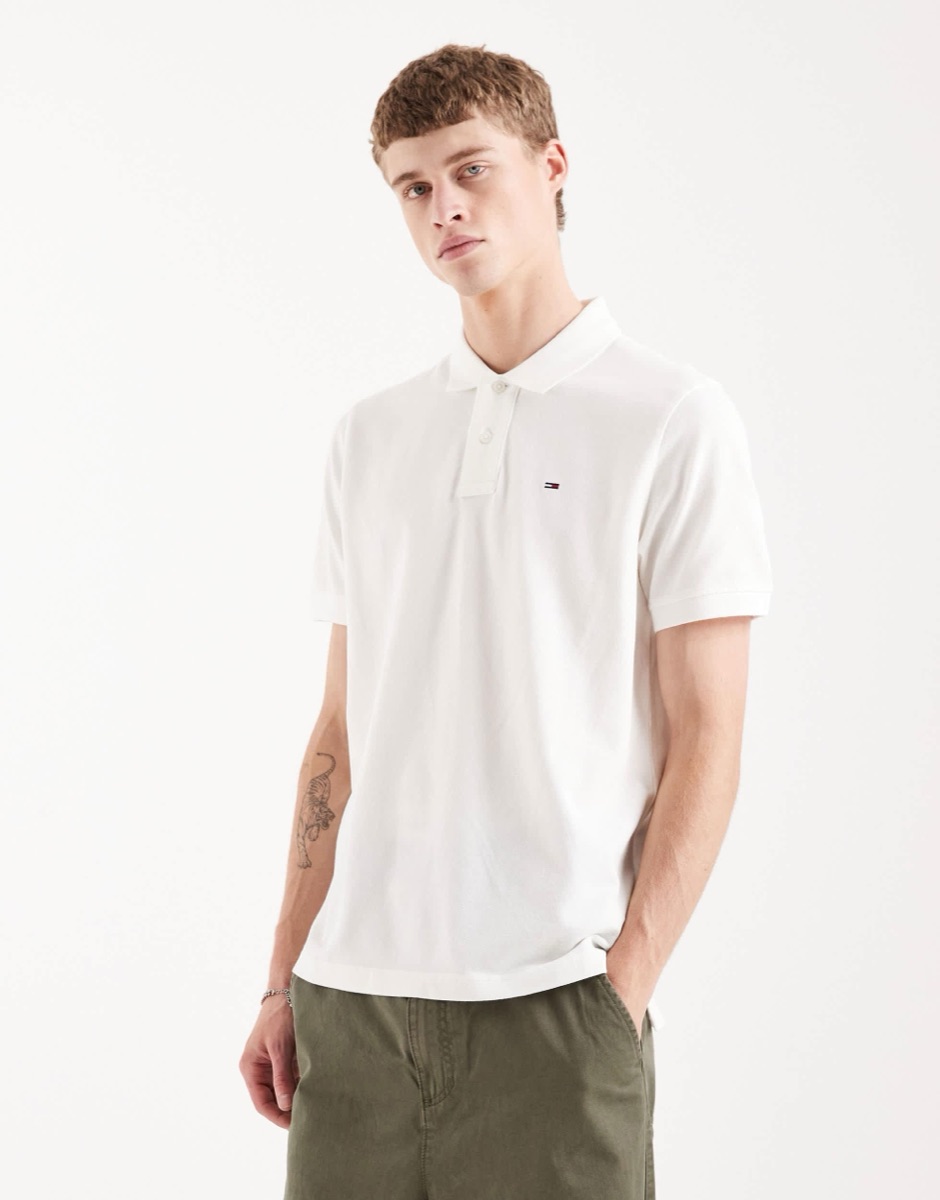 Tommy Hilfiger Essential Polo - Ecru delivered to Canggu