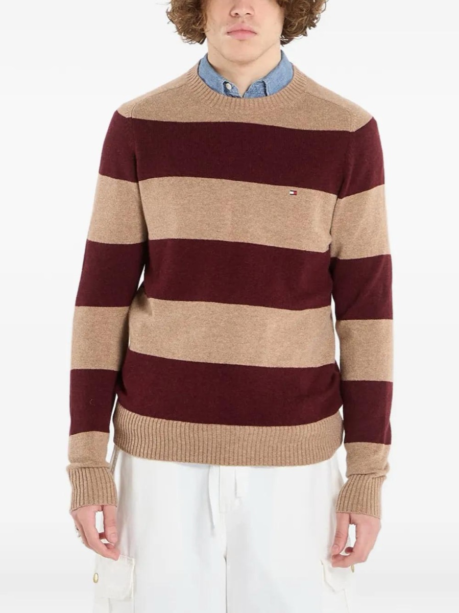 Tommy Hilfiger Horizontal-Stripe Sweater - Navy/Cream — Tommy Hilfiger Crewneck Sweater Cotton
