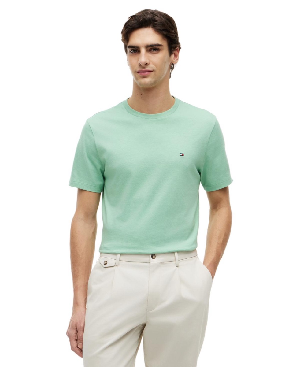 Tommy Hilfiger Regular-Fit Essential Tee - Cut Grass Green — Tommy Hilfiger Crewneck Tee Cotton