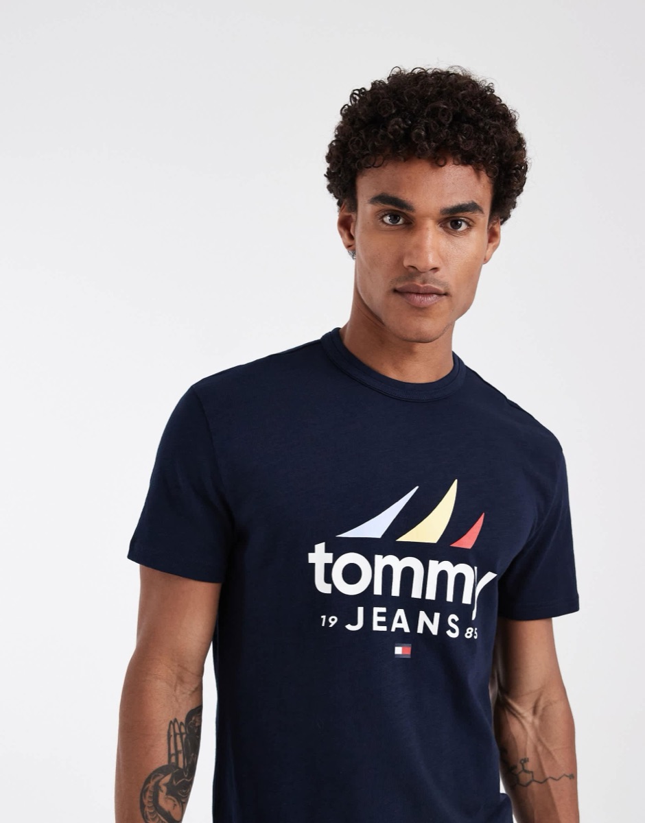 Tommy Hilfiger Sailing Logo Tee - Navy — Tommy Hilfiger Crewneck Tee Cotton
